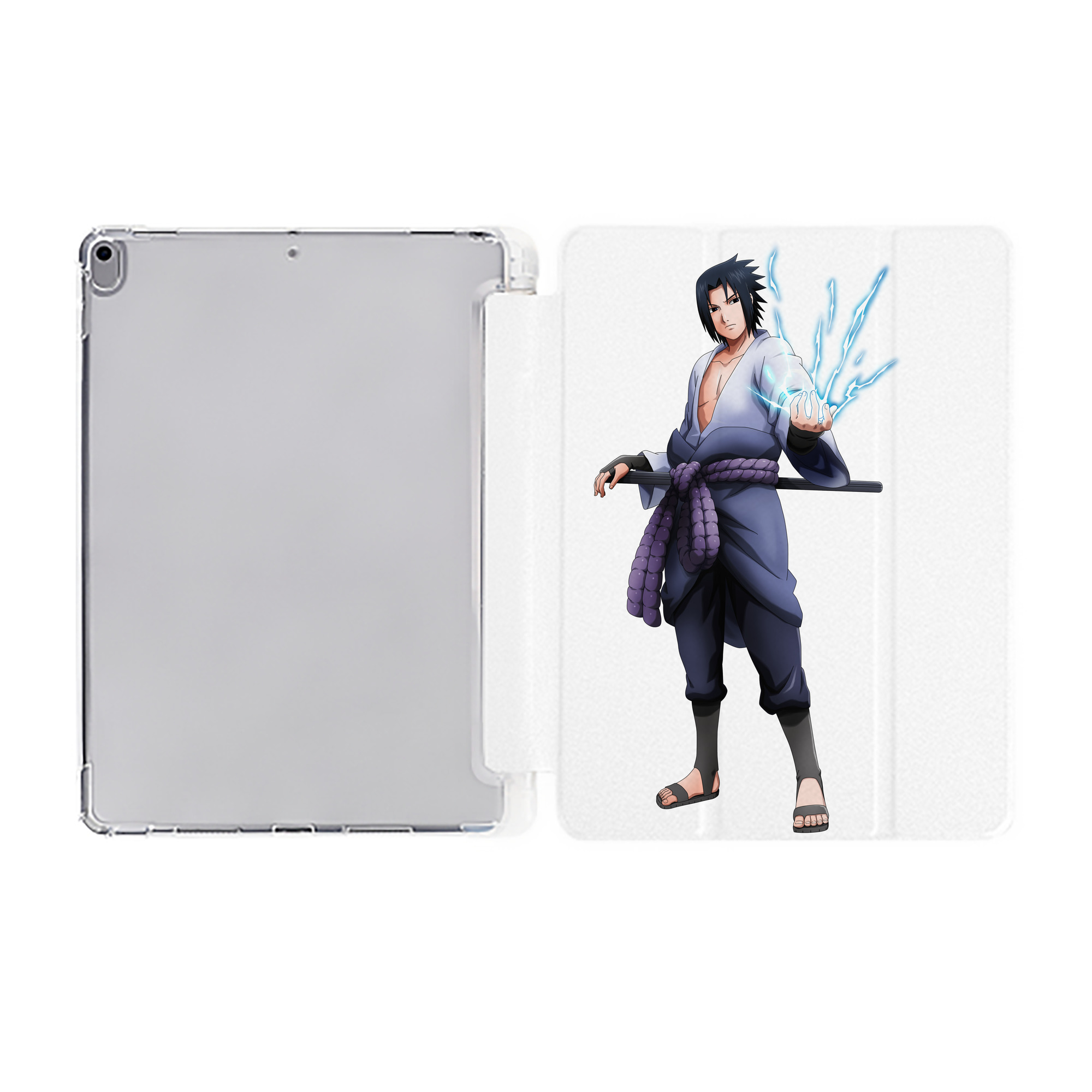 （画像用） NARUTO -ナルト- うちは サスケ Uchiha Sasuke IPad ケース ペン収納付き 三つ折りスタンド PUレザー×シリコン 対応機種9.5/10.5/10.9インチ